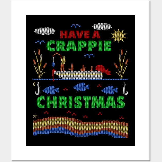 Funny Crappie Fishing Ugly Christmas Sweater Party Shirt Wall Art by TeeCreations